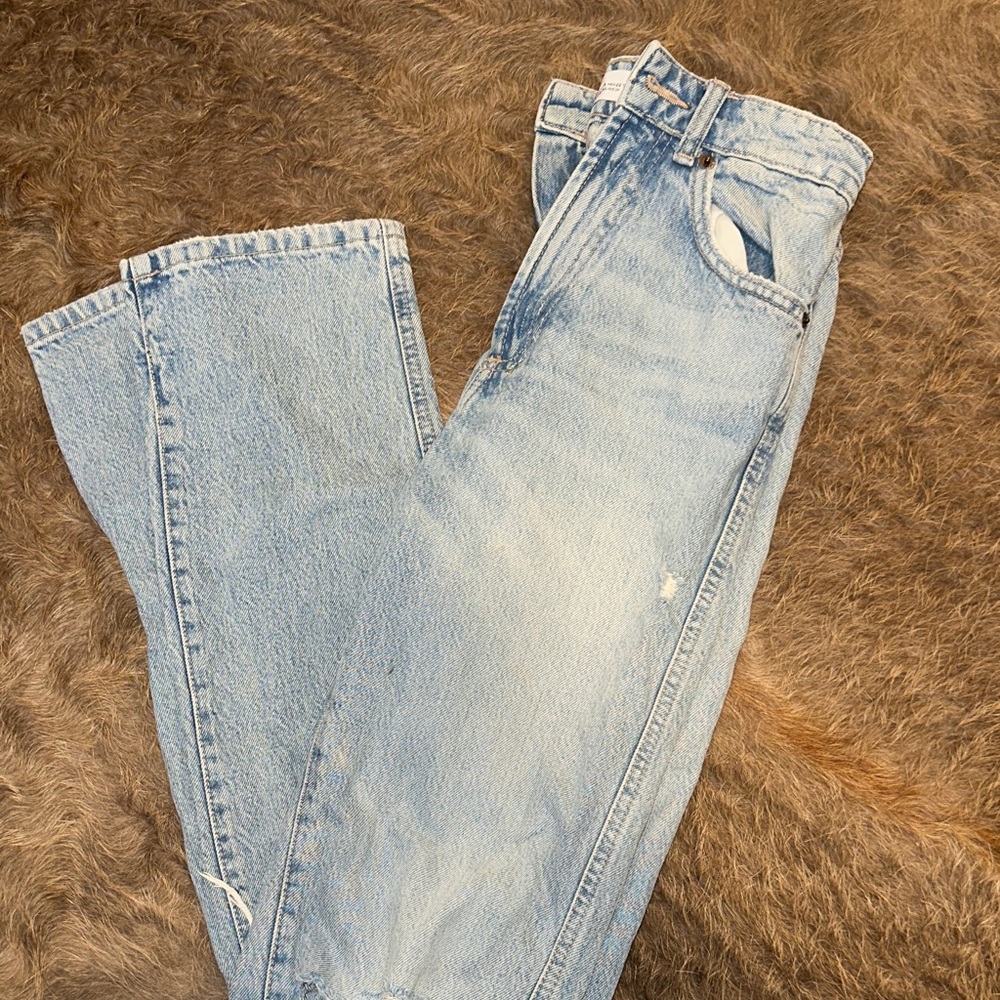 Zara Light Blue Straight Leg Jeans
